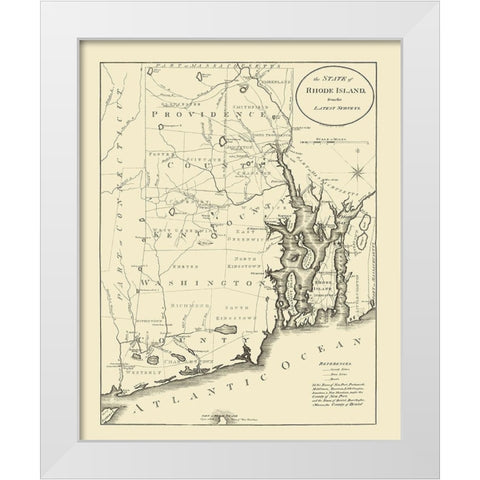Rhode Island - Reid 1796 White Modern Wood Framed Art Print by Reid
