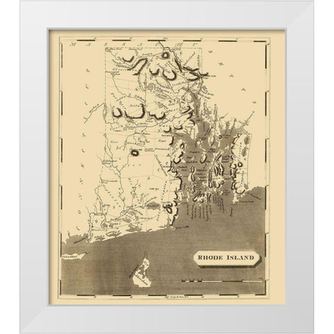 Rhode Island - Arrowsmith 1809 White Modern Wood Framed Art Print by Arrowsmith
