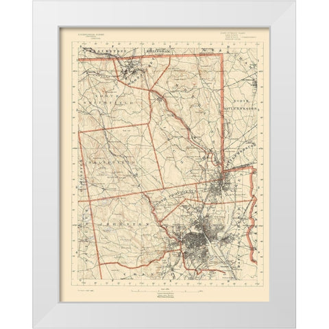 Rhode Island 1 of 10 Sheet - USGS 1891 White Modern Wood Framed Art Print by USGS