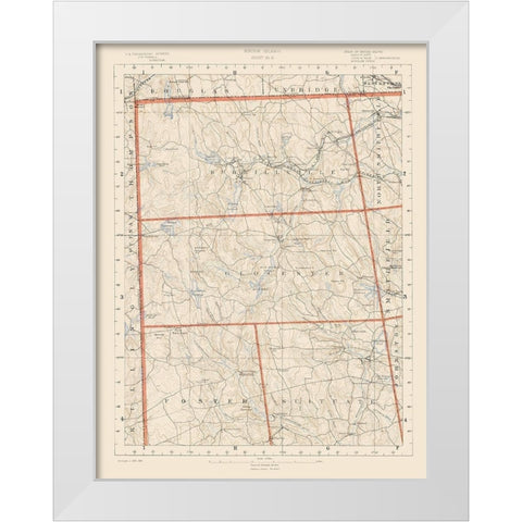 Rhode Island 2 of 10 Sheet - USGS 1891 White Modern Wood Framed Art Print by USGS