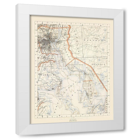 Rhode Island 3 of 10 Sheet - USGS 1891 White Modern Wood Framed Art Print by USGS