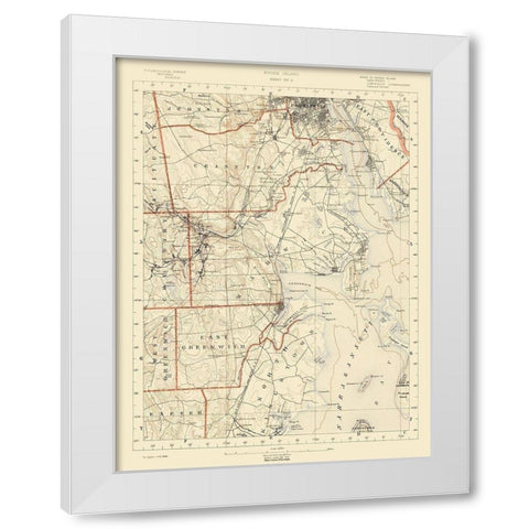 Rhode Island 4 of 10 Sheet - USGS 1891 White Modern Wood Framed Art Print by USGS