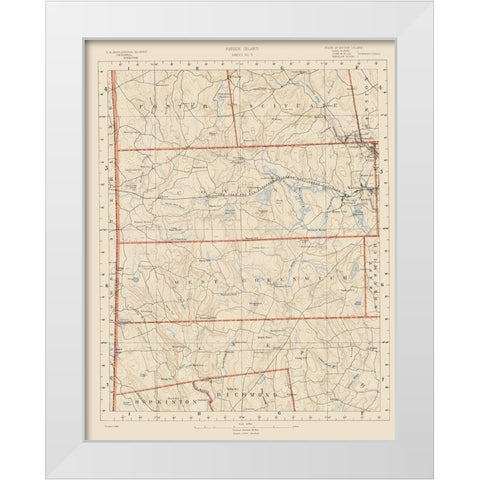 Rhode Island 5 of 10 Sheet - USGS 1891 White Modern Wood Framed Art Print by USGS