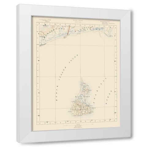 Rhode Island 10 of 10 Sheet - USGS 1891 White Modern Wood Framed Art Print by USGS