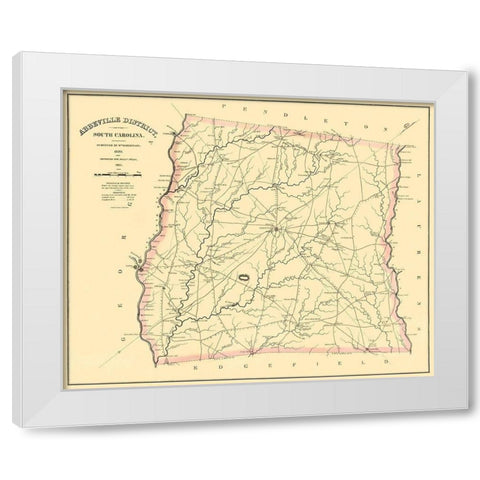 Abbeville South Carolina Landowner - Mills 1825 White Modern Wood Framed Art Print by Mills