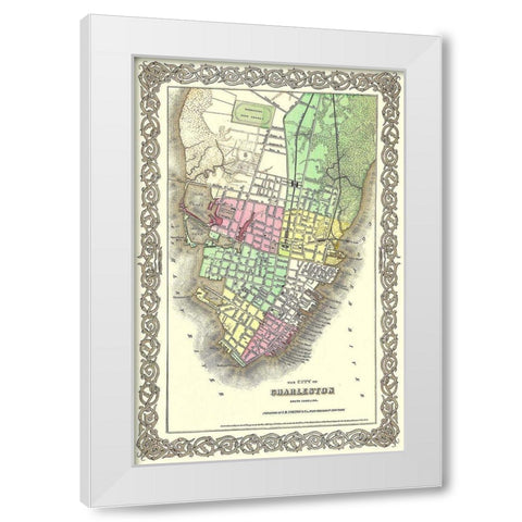 Charleston South Carolina - Colton 1855 White Modern Wood Framed Art Print by Colton