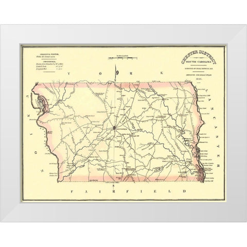 Chester South Carolina Landowner - Mills 1825 White Modern Wood Framed Art Print by Mills