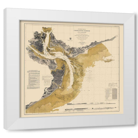 Charleston Harbor - Ricketts 1864 White Modern Wood Framed Art Print by Ricketts