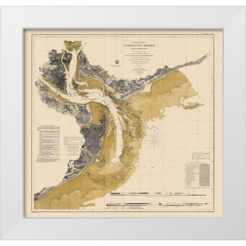 Charleston Harbor - Ricketts 1864 White Modern Wood Framed Art Print by Ricketts