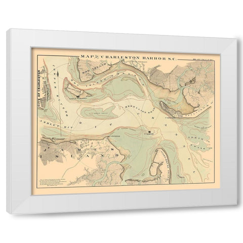 Charleston Harbor - Bowen 1860 White Modern Wood Framed Art Print by Bowen