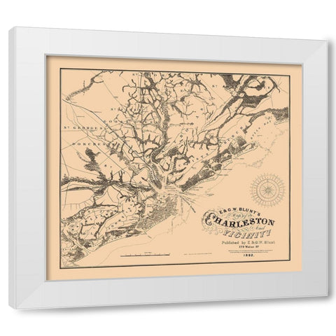 Charleston South Carolina - Blunt 1862 White Modern Wood Framed Art Print by Blunt