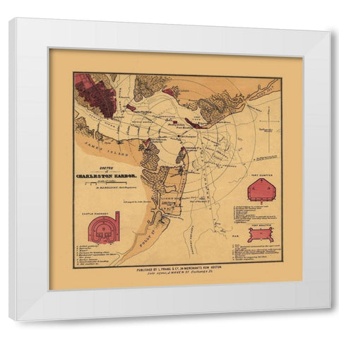 Charles Town South Carolina - Williams 1860 White Modern Wood Framed Art Print by Williams