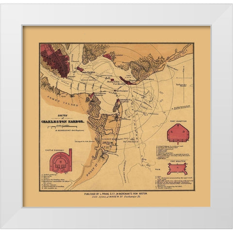Charles Town South Carolina - Williams 1860 White Modern Wood Framed Art Print by Williams