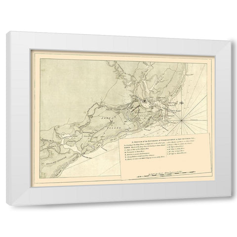 Charles Town South Carolina -Sproule 1780 White Modern Wood Framed Art Print by Sproule