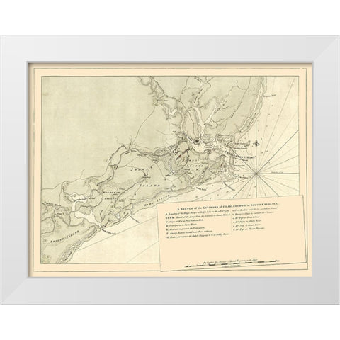 Charles Town South Carolina -Sproule 1780 White Modern Wood Framed Art Print by Sproule
