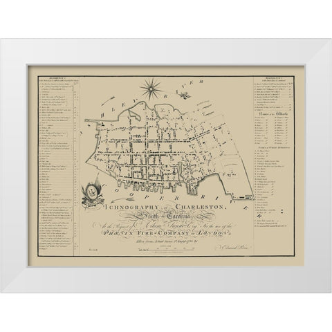 Charleston South Carolina - Petrie 1790 White Modern Wood Framed Art Print by Petrie