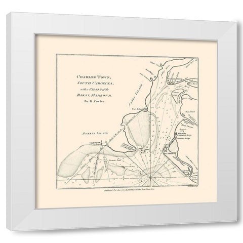 Charles Town South Carolina - Cowley 1780 White Modern Wood Framed Art Print by Cowley