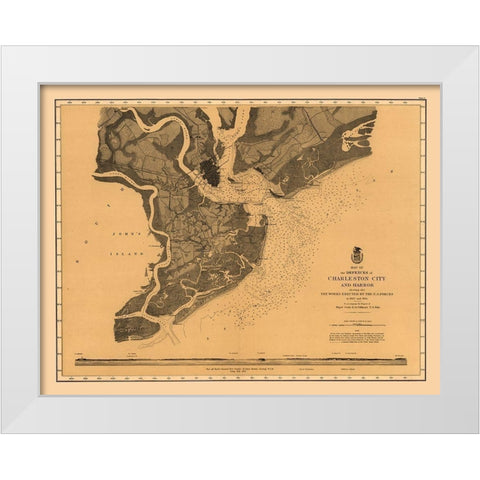 Charleston Defenses - US Army 1860 White Modern Wood Framed Art Print by US Army