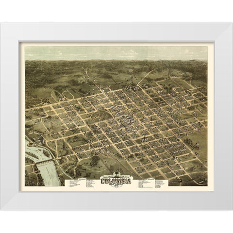 Columbia South Carolina - Drie 1872 White Modern Wood Framed Art Print by Drie