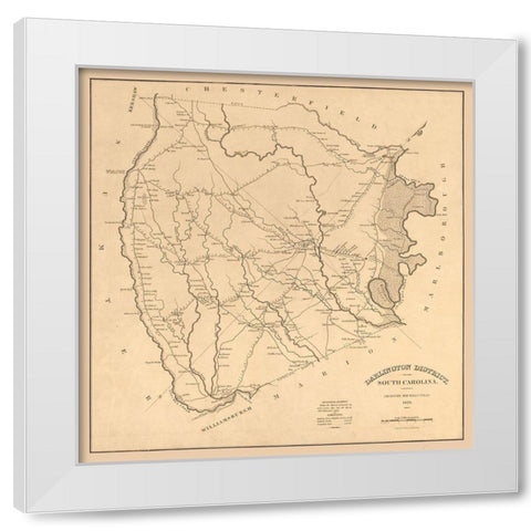 Darlington County South Carolina - Tanner 1825 White Modern Wood Framed Art Print by Tanner