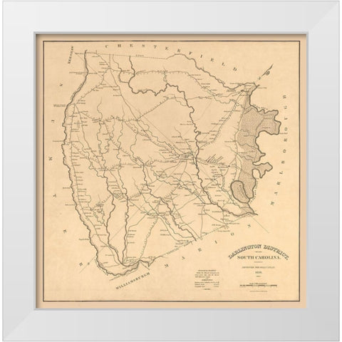 Darlington County South Carolina - Tanner 1825 White Modern Wood Framed Art Print by Tanner