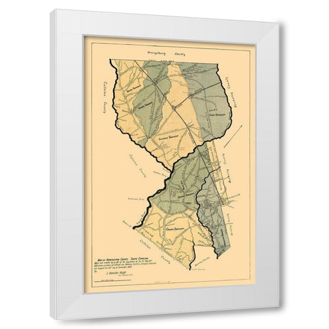 Dorchester County South Carolina - Knight 1900 White Modern Wood Framed Art Print by Knight