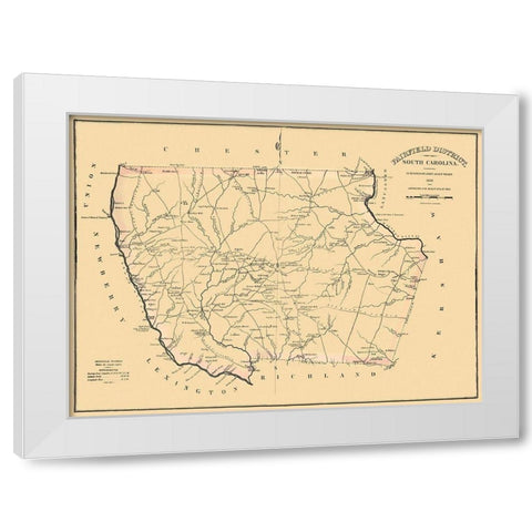 Fairfield South Carolina Landowner - Mills 1825 White Modern Wood Framed Art Print by Mills