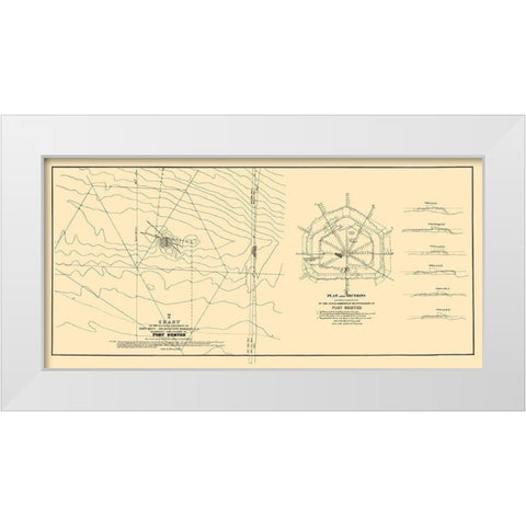 Fort Sumter, Charleston Harbor - Bowen 1835 White Modern Wood Framed Art Print by Bowen