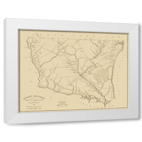 Horry South Carolina Landowner - Mills 1825 White Modern Wood Framed Art Print by Mills