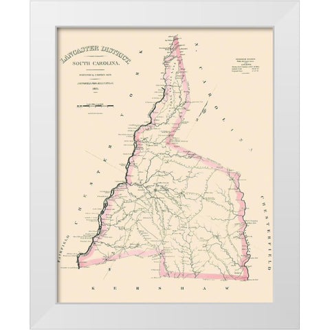Lancaster South Carolina Landowner - Mills 1825 White Modern Wood Framed Art Print by Mills
