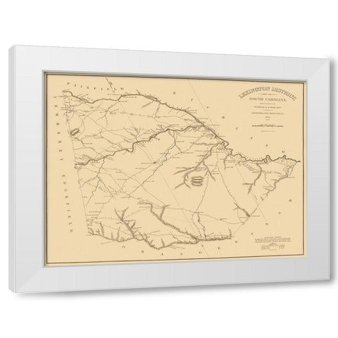 Lexington South Carolina Landowner - Mills 1825 White Modern Wood Framed Art Print by Mills