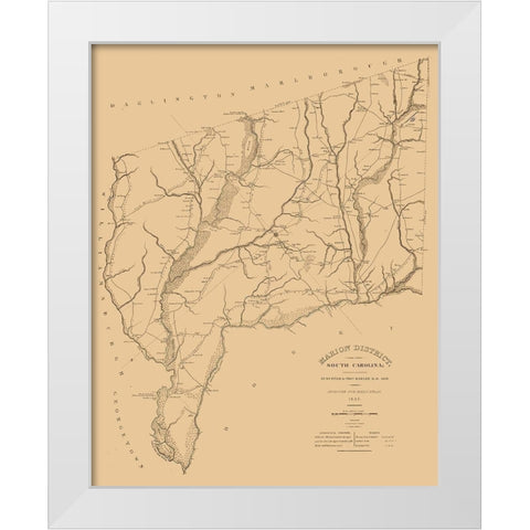 Marion County South Carolina - Harlee 1825 White Modern Wood Framed Art Print by Harlee