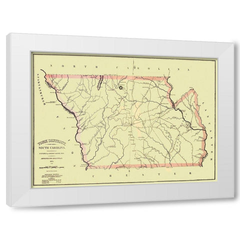York South Carolina Landowner - Mills 1825 White Modern Wood Framed Art Print by Mills