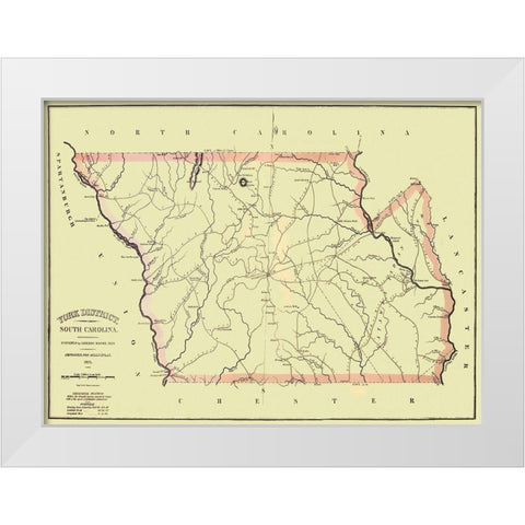 York South Carolina Landowner - Mills 1825 White Modern Wood Framed Art Print by Mills