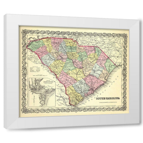 South Carolina - Colton 1855 White Modern Wood Framed Art Print by Colton