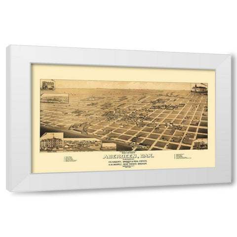 Aberdeen South Dakota - Wellge 1883 White Modern Wood Framed Art Print by Wellge