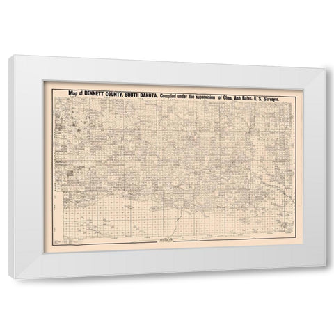 Bennett County South Dakota - Bates 1910 White Modern Wood Framed Art Print by Bates