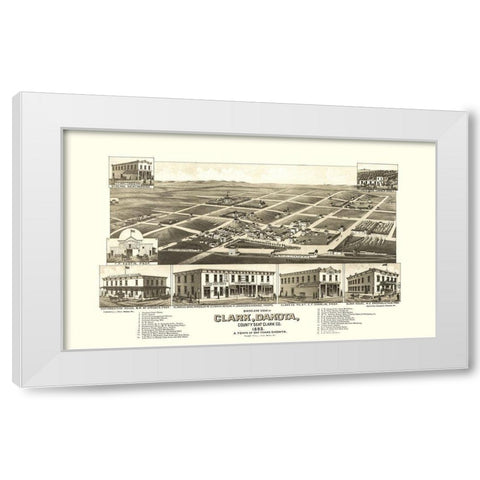 Clark South Dakota - Stoner 1883 White Modern Wood Framed Art Print by Stoner