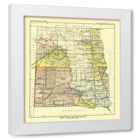 North and South Dakota - Bismarck - Hoen 1896 White Modern Wood Framed Art Print by Hoen