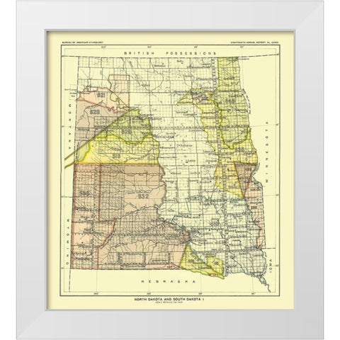 North and South Dakota - Bismarck - Hoen 1896 White Modern Wood Framed Art Print by Hoen