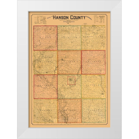 Hanson County South Dakota - Peterson 1893 White Modern Wood Framed Art Print by Peterson