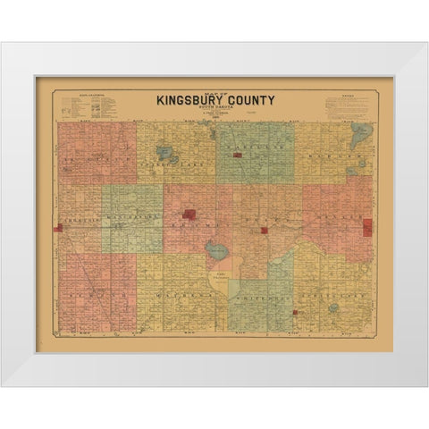 Kingsbury County South Dakota - Peterson 1899 White Modern Wood Framed Art Print by Peterson