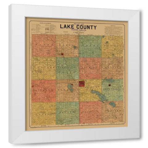 Lake County South Dakota - Peterson 1899 White Modern Wood Framed Art Print by Peterson