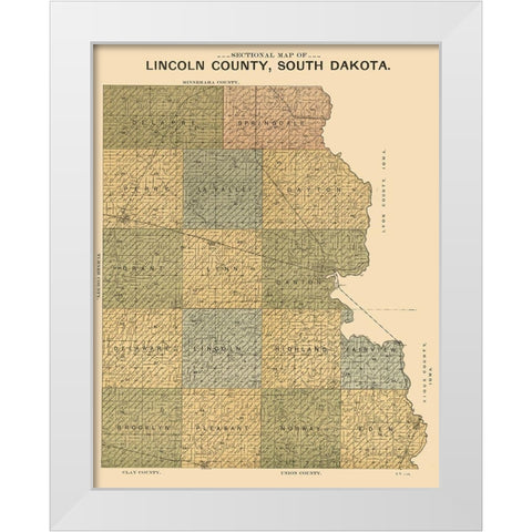 Lincoln County South Dakota - Scott 1899 White Modern Wood Framed Art Print by Scott