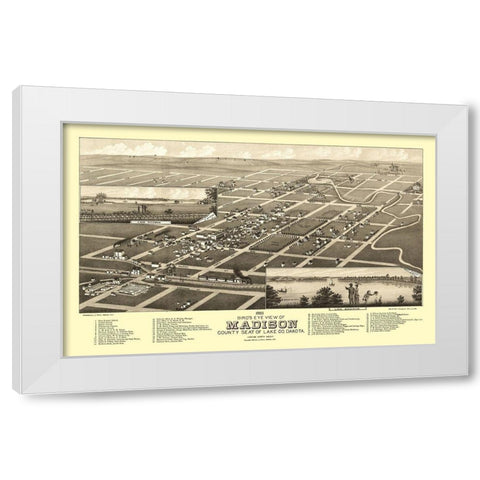 Madison South Dakota - Stoner 1883 White Modern Wood Framed Art Print by Stoner
