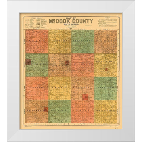 McCook County South Dakota - Peterson 1900 White Modern Wood Framed Art Print by Peterson