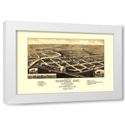 Redfield South Dakota - Rising 1883 White Modern Wood Framed Art Print by Rising