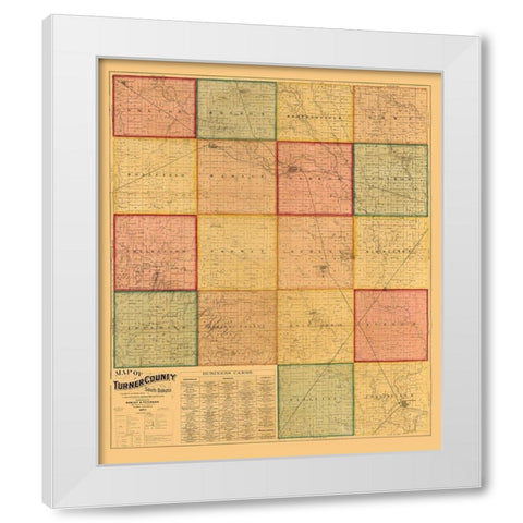 Turner County South Dakota - Rowley 1893 White Modern Wood Framed Art Print by Rowley