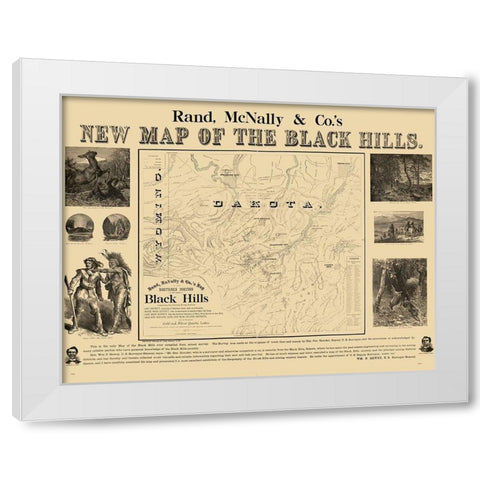 South Dakota Black Hills - Rand McNally 1877 White Modern Wood Framed Art Print by Rand McNally