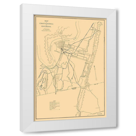 Chattanooga Tennessee - Birchmore 1895 White Modern Wood Framed Art Print by Birchmore